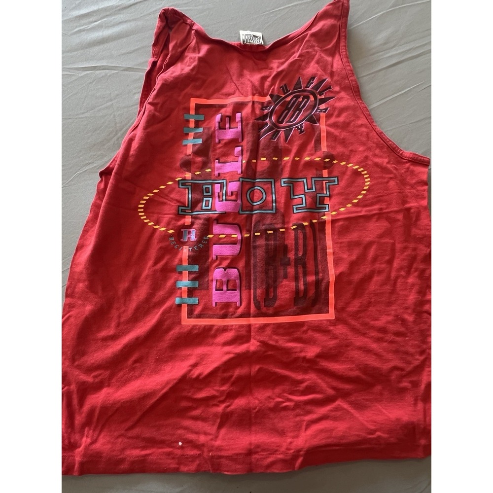 Vintage Bugle Boy‎ Kids Tank Top Made in USA Surf Retro Size Large Red - Picture 6 of 8
